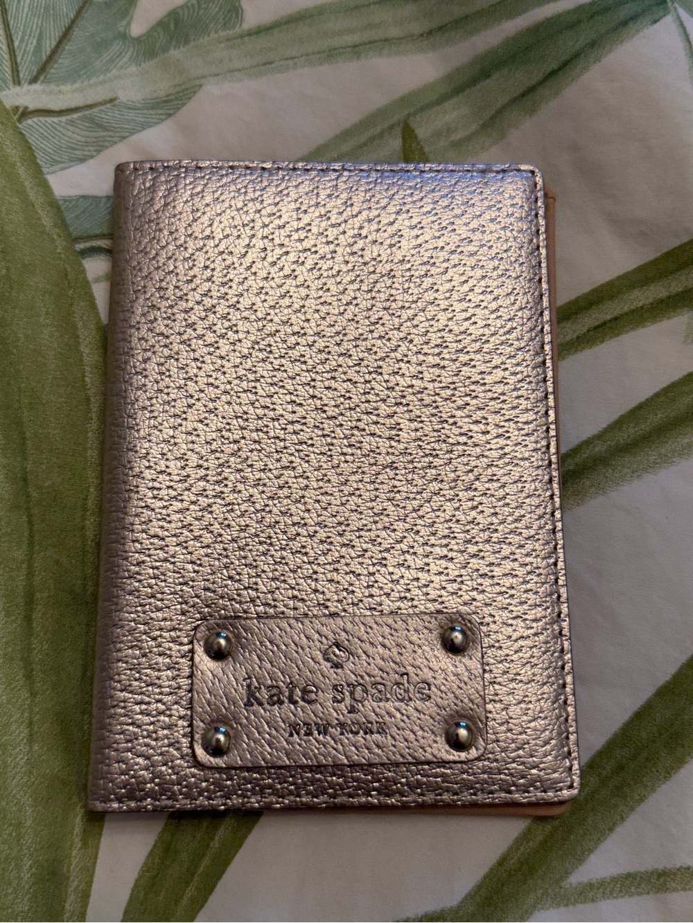 Kate spade metallic rose gold passport cover / holder, New Condition